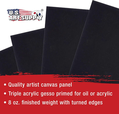 US Art Supply 6 X 6 inch Black Professional Artist Quality Acid Free Canvas Panels 6-Pack (1 Full Case of 6 Single Canvas Panels)...