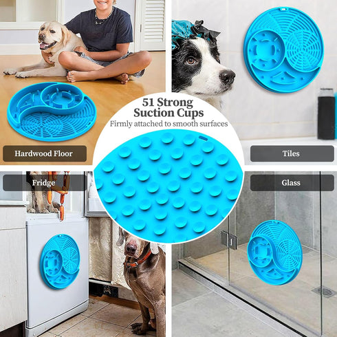 Lick Mat for Dog and Cat Slow Feeder Bowl Licking Pad with Suction Cups Heavy Duty Puzzle Food Treat Toy for Dog Anxiety Relief Cat Boredom Reduce...