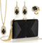 Quelay 4 Pcs Women Satin Clutch Purse Handbag Evening Bag for Wedding Banquet Handbag Vintage Necklace Earrings Jewelry Set...