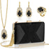 Quelay 4 Pcs Women Satin Clutch Purse Handbag Evening Bag for Wedding Banquet Handbag Vintage Necklace Earrings Jewelry Set...