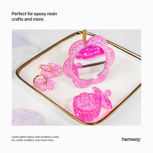 Hemway Premium Craft Glitter Shaker - Baby Pink Iridescent | 130g Fine Metallic Flake Sequins for Resin & Epoxy Crafts | Craft Supplies for Tumble...