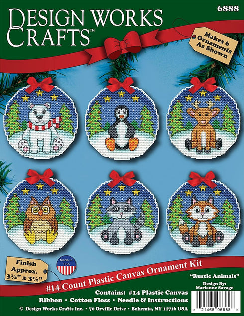 Design Works Crafts Rustic Animals Counted Cross Stitch Ornament Kit - Set of 6...