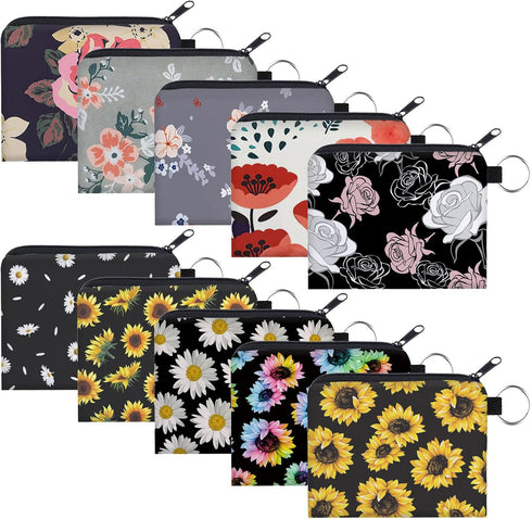 Coin Purse for Women 10 Pack Purse Pouches for Inside Purse Deanfun Mini Change Wallet with Zipper Bulk Keychain Cute Tampon Holder for Women Gift...