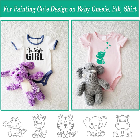 22 Pack Cute Baby Shower Stencils for Onesie Decorating Kit, Boy Girl Shirt Fabric Stencils for Clothes Phrases Mixed Animals Pattern Templates fo...