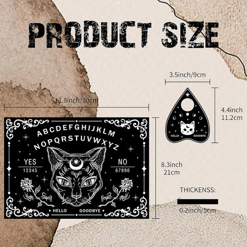 CREATCABIN Black Cat Wood Spirit Board Talking Boards Pendulum Board Wooden with Planchette Dowsing Divination Kit Spirit Hunt Metaphysical Messag...