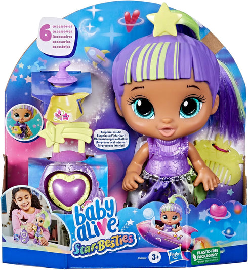 Baby Alive Star Besties Doll, Lovely Luna, 8-inch Space-Themed Doll for 3 Year Old Girls and Boys and Up, Accessories...
