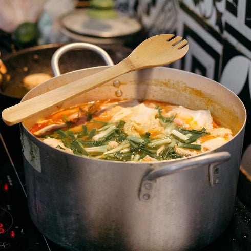 Bamboo Serving/Cooking Utensils - B16 - Cooking Spoon with Teeth - 5 Pieces...