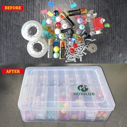 15 Pack Medium Clear Plastic Storage Boxes with Labels, Flip Lid Craft Organizer Container for Beads Jewelry Making DIY Bracelet Nails Screws Seed...