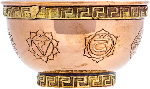 7 Chakras Copper Offering Bowl - for Altar Use, Ritual Offerings, Home Decor, Chakra Decor, Meditation Accessories - Incense Holder and Smudge Bow...