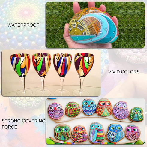 IVSUN 24 Colors Premium Extra Fine Point Acrylic Paint Marker Pens for Wood, Canvas, Stone, Rock Painting, Glass, Ceramic Surfaces, DIY Crafts Mak...