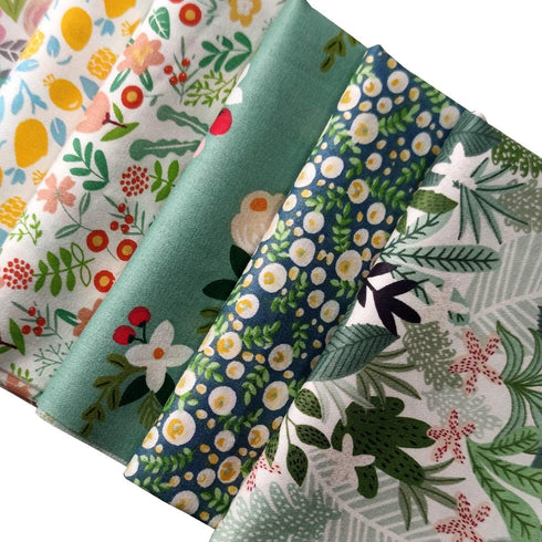 levylisa 7PCS Green Summer Fabric Tropical Floral Quilting Fat Quarter Bundles 18" x 22" DIY Cotton Fabric for Patchwork...