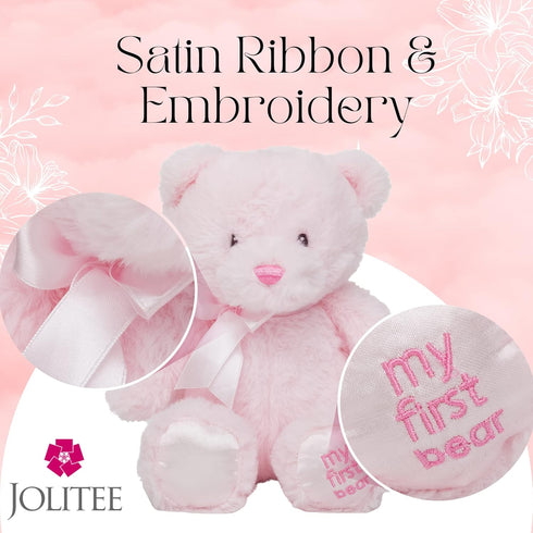 Jolitee My First Bear Stuffed Animal - Pink Teddy Bear for Baby for Newborn, 10"...