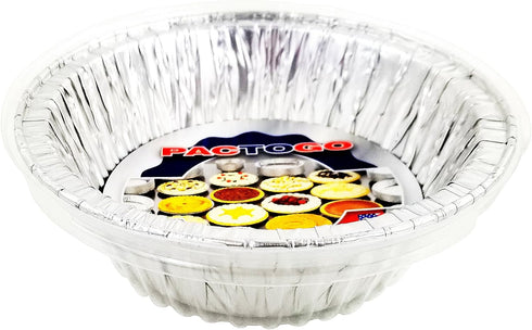 PACTOGO Disposable Aluminum 5 3/4" Meat Pot Pie Extra Deep Pan Baking Tin w/Clear Dome Lid (Pack of 6 Sets)...