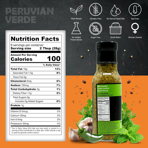 MOB Sauce Peruvian Verde – Award Winning, Creamy Cilantro Lime Taco, Grilling & Dipping Sauce that’s Vegan, Gluten-Free, Keto-Friendly with Natura...