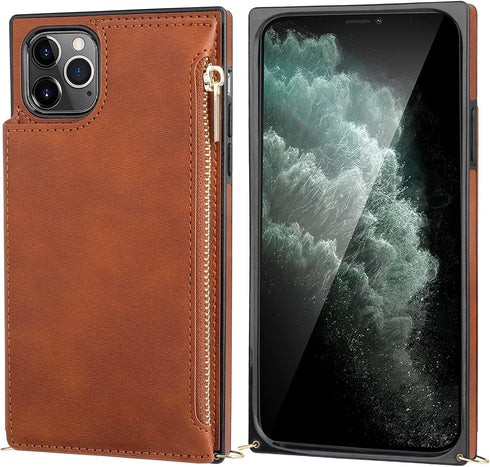 Bocasal Crossbody Wallet Case for iPhone 11 Pro Max with Card Holder,Zipper Card Slot Protector Shockproof Purse Cover with Removable Cross Body S...