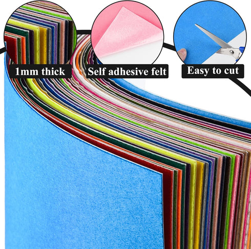 10PCS Multicoloured Self Adhesive Felt Fabric Sheets Sticky Felt Sheets for Craft Supplies Art Home Making?8.3" x 11.8"/20 x 30cm?...