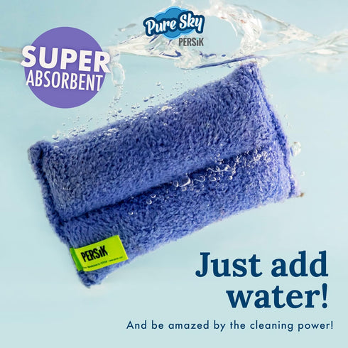 Pure-Sky Ultra-Microfiber Cleaning Sponge – Kitchen, Household and Dish Sponges – JUST ADD Water No Detergents Needed – Heavy Duty for Removing St...