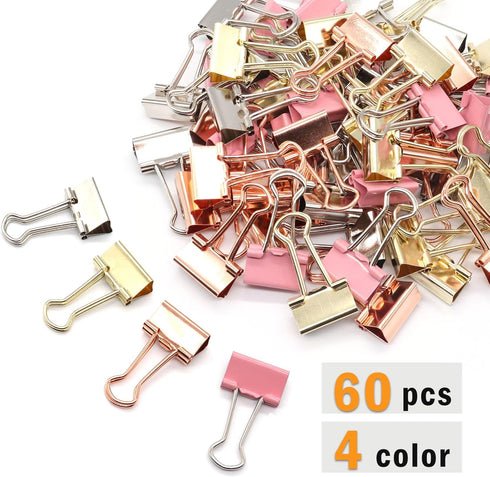 Multicolor Binder Clips, Small Binder Clips, 60Pack, 0.75 in, Small Clips, Paper Binder Clips, Binder Clips Small Size,Small Paper Clips, Office C...
