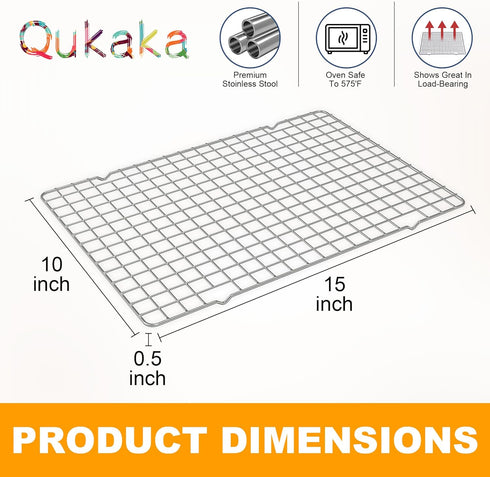 2PCS Cooling Racks for Cooking and Baking - 10" x 15"Heavy Duty Stainless Steel Wire Rack for Baking, Grilling, Roasting - Oven & Dishwasher Safe ...