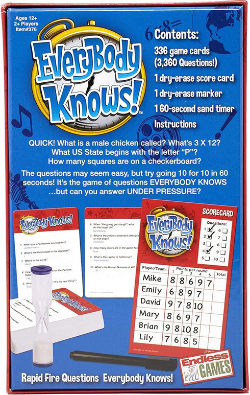 Endless Games Everybody Knows! - Trivia Card Game - 2018 Edition...