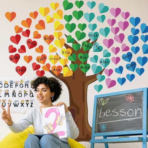 Classroom Tree Bulletin Board Decorations, Hearts Bulletin Board Tree Cutouts Set, Welcome Classroom Bulletin Tree Wall Decors for Nursery Element...