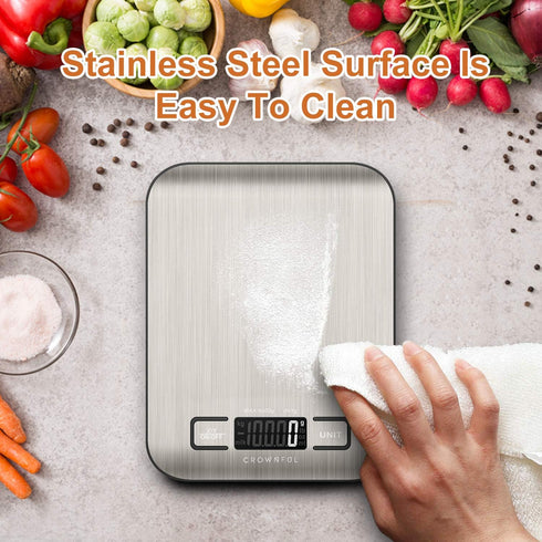 CROWNFUL Food Scale, 11 lb Digital Kitchen Scales with Built-in Coin Battery, Weight Ounces and Grams for Cooking and Baking, 6 Units with Tare Fu...