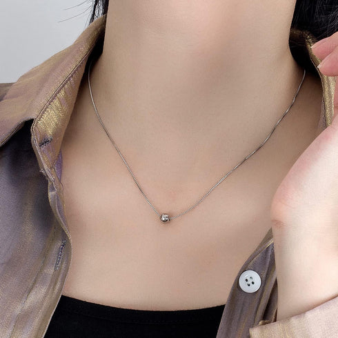 Classic Sterling Silver Ball Necklace For Women Fashion Bead Pendant Choker Solid 925 Silver Chain 16 "+2 "Adjustable Fine Jewelry Gift...