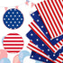 Whaline 6Pcs Patriotic Cotton Fabric Bundles 18 x 22 Inch Star Stripe Fat Quarters 4th of July Quilting Patchwork Squares Sewing Fabrics for Indep...