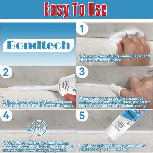 8Oz White Silicone Caulk Bathroom, White Caulking Silicone Waterproof, Bathroom Caulk for Kitchen & Bathroom, Shower, Countertops, Long-lasting, S...