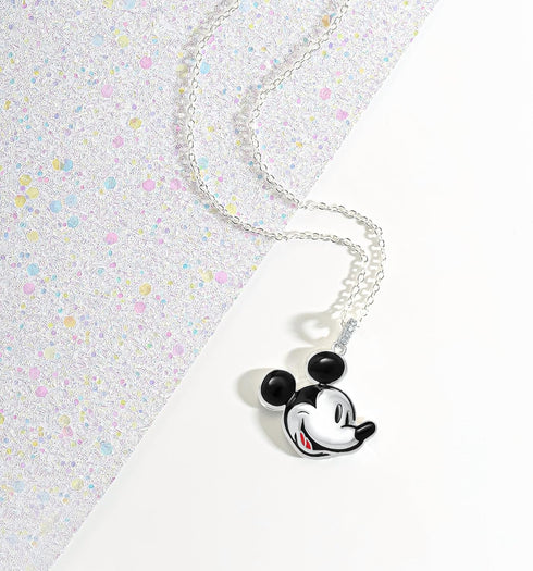 Disney Womens Mickey Mouse Necklace 18", Official License Silver-Plated Necklace with Mickey Mouse Pendant...