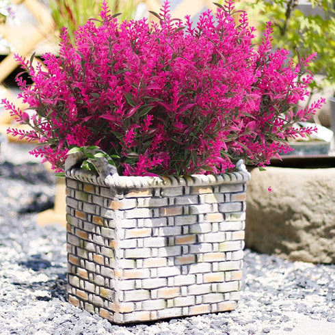 RECUTMS 8 Bundles Artificial Flowers Fake Outdoor Plants Faux Lavender Flower Plastic Shrubs Faux Flowers Fake Ferns Winter Artificial Fowers for ...