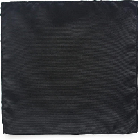 Black Solid Woven Pocket Squares For Men...