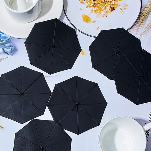 Patelai 6 Pcs Silicone Cup Covers 4.13 Inch Umbrella Silicone Cup Lids Flexible Coffee Mug Covers Reusable Mug Lid for Coffee Tea(Black)...