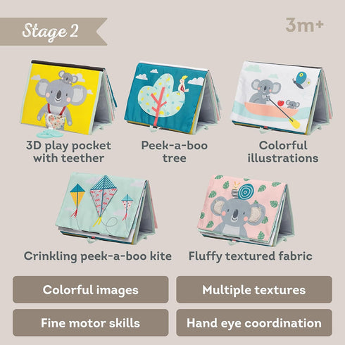 Taf Toys Tummy Time Toys High Contrast Baby Book. Fun, Interactive Crinkle Books for Babies with Mirror & Soft Koala Teether - Baby Tummy Time Boo...