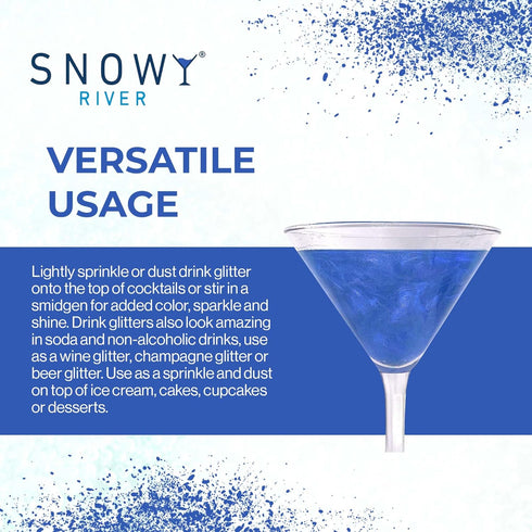 Snowy River Sapphire Edible Cocktail Glitter - All Natural Edible Beverage Glitter for Cocktails, Wine, Champagne & Soda, Perfect for Parties or D...