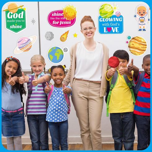 VBS Bulletin Board Set Vocation Bible School Bulletin Board Border Galaxy Astronaut Planet Back to School Religious Board Stickers for Classroom S...