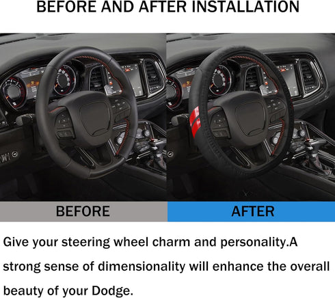 Steering Wheel Cover for Dodge Charger Durango Challenger Journey Ram Breathable Anti-Slip Leather Wheel Covers for Dodge Steering Wheel Accessori...