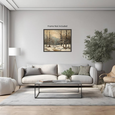 Posterizer 1 pcs-snowy jungle in winter in oil painting style-15-Landscape & Nature Art-GIft for Men Women Teens-Dining Room Decor- unframed wall ...
