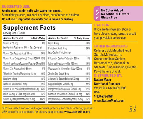 Nature Made Multivitamin For Her 50+ with No Iron, Womens Multivitamin for Daily Nutritional Support, Multivitamin for Women, 90 Tablets, 90 Day S...