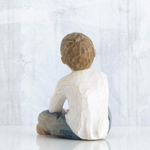 Willow Tree Imaginative Child, Nurtured by Your Loving Care, Seated Boy Figure in Blue Jeans, Works Well in Groupings That Reflect Family Relation...