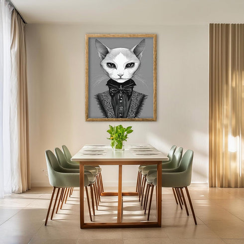 Posterizer 1 pcs- gothic themed classic cat wearing goth clothes-Gothic Art-Art for Animal Lovers- Living Room Bedroom Decor- unframed wall art...