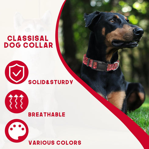 Dog Collar with Bohemia Floral Tribal Geometric Patterns, Soft Ethnic Style Collar for Boys and Girls Puppy, Adjustable Pet Collar for Small Mediu...