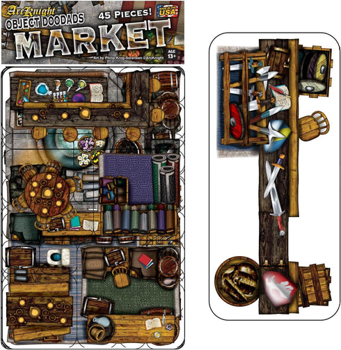 Market - 40pc Double-Sided Market Stall & Prop Pieces for Starters & Masters Alike - Roleplaying Objects for Dungeons & Dragons - Immersive Map Ac...