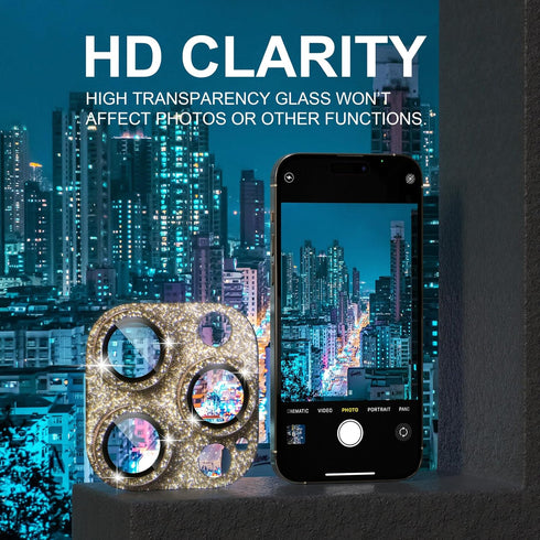 Choiche for iPhone 14 Pro/iPhone 14 Pro Max Camera Lens Protector, Bling Camera Cover with 9H Tempered Glass Lens Screen Protector Metal Ring Deco...