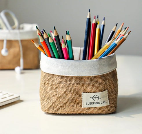 Small Cotton and Linen Hanging Storage Basket for Desktop, Ideal for Organizing Keys and Miscellaneous Items....