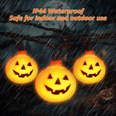 Pumpkin Halloween Decorations Lights, 8.5FT Pumpkin String Lights with 10 LED Waterproof Orange Jack-O-Lantern Lights for Outdoor Indoor Home, Hal...
