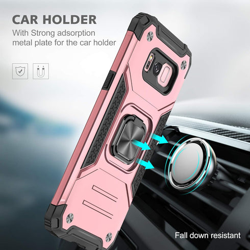 YmhxcY Galaxy S8 Case, Samsung S8 Case with HD Screen Protector, Armor Grade Case with Rotating Holder Kickstand Non-Slip Hybrid Rugged Phone Case...