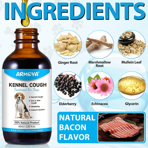 Dog Cough Treatmen - Kennel Cough for Dogs - Dog Allergy Relief - Natural Cough Supplement for Dogs - Herbal Drops for All Breeds & Sizes Natural ...