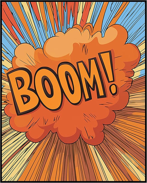 Posterizer 1 pcs-A comic book style explosion with the word BOOM -1-Art in Pop Style Gift for Superhero, Comic Book Fans Decor for Game Room or Ma...
