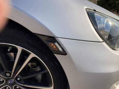 iJDMTOY JDM Smoked Lens White/Amber Dual Color LED Front Sidemarkers Compatible With 2013-16 Scion FR-S, 2013-21 Subaru BRZ, 2017-21 Toyota 86...